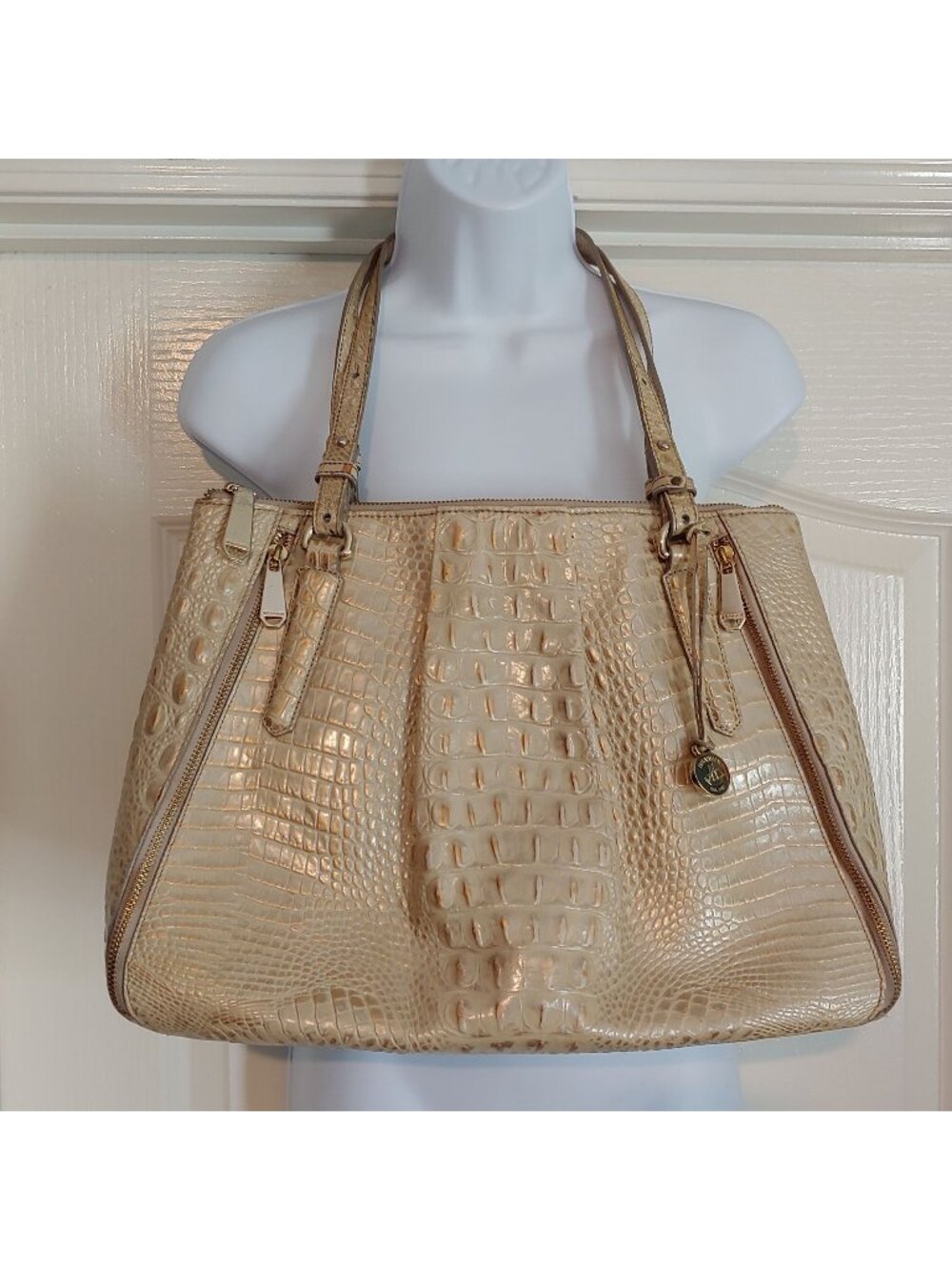 Brahmin Adina Tote in Silver Birch Melbourne Large Satchel Shoulder Bag